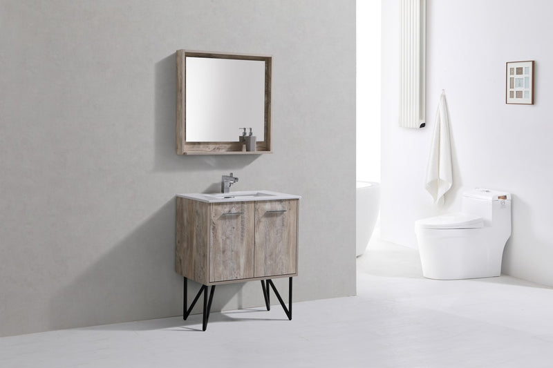 Kube Bath KB30NW Bosco 30" Nature Wood Single Sink Bathroom Vanity with White Quartz Top - view 3