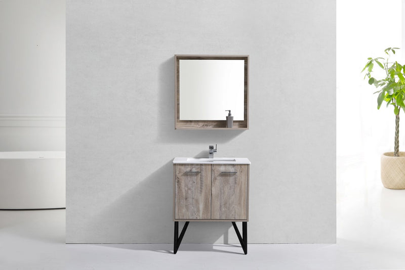 Kube Bath KB30NW Bosco 30" Nature Wood Single Sink Bathroom Vanity with White Quartz Top - view 2