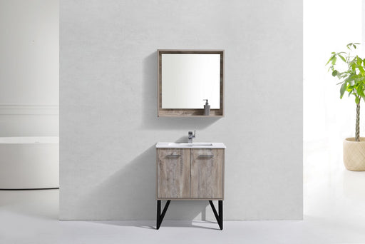 Kube Bath KB30NW Bosco 30" Nature Wood Single Sink Bathroom Vanity with White Quartz Top - view 2