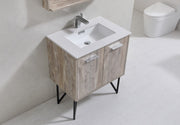 Kube Bath KB30NW Bosco 30" Nature Wood Single Sink Bathroom Vanity with White Quartz Top - view 4