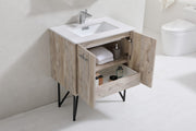 Kube Bath KB30NW Bosco 30" Nature Wood Single Sink Bathroom Vanity with White Quartz Top - view 5