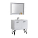 Kube Bath KB36GW Bosco 36" High Gloss White Single Sink Bathroom Vanity with White Quartz Top