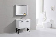 Kube Bath KB36GW Bosco 36" High Gloss White Single Sink Bathroom Vanity with White Quartz Top - view 2