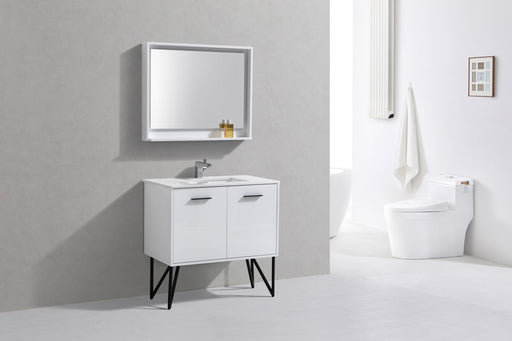 Kube Bath KB36GW Bosco 36" High Gloss White Single Sink Bathroom Vanity with White Quartz Top - view 2