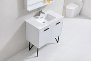 Kube Bath KB36GW Bosco 36" High Gloss White Single Sink Bathroom Vanity with White Quartz Top - view 4