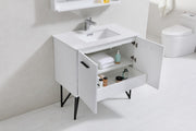 Kube Bath KB36GW Bosco 36" High Gloss White Single Sink Bathroom Vanity with White Quartz Top - view 5