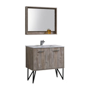 Kube Bath KB36NW Bosco 36" Nature Wood Single Sink Bathroom Vanity with White Quartz Top
