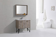 Kube Bath KB36NW Bosco 36" Nature Wood Single Sink Bathroom Vanity with White Quartz Top - view 3