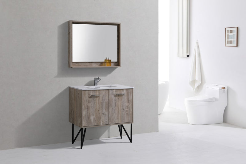 Kube Bath KB36NW Bosco 36" Nature Wood Single Sink Bathroom Vanity with White Quartz Top - view 3
