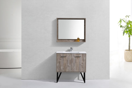 Kube Bath KB36NW Bosco 36" Nature Wood Single Sink Bathroom Vanity with White Quartz Top - view 2