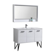 Kube Bath KB48GW Bosco 48" High Gloss White Single Sink Bathroom Vanity with White Quartz Top