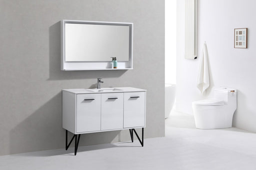 Kube Bath KB48GW Bosco 48" High Gloss White Single Sink Bathroom Vanity with White Quartz Top - view 2