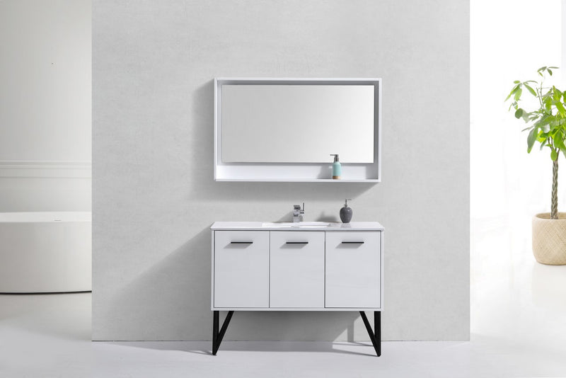 Kube Bath KB48GW Bosco 48" High Gloss White Single Sink Bathroom Vanity with White Quartz Top - view 3