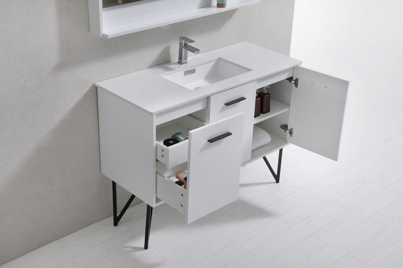 Kube Bath KB48GW Bosco 48" High Gloss White Single Sink Bathroom Vanity with White Quartz Top - view 5