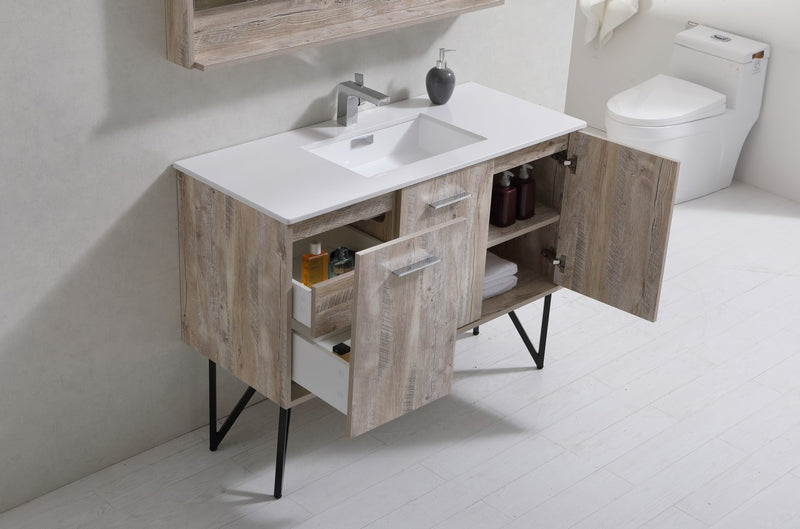 Kube Bath KB48NW Bosco 48" Nature Wood Single Sink Bathroom Vanity with White Quartz Top - view 4