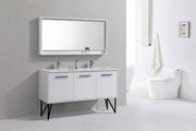 Kube Bath KB60DGW Bosco 60" High Gloss White Double Sink Bathroom Vanity with White Countertop - view 2