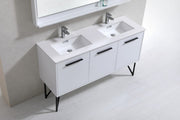Kube Bath KB60DGW Bosco 60" High Gloss White Double Sink Bathroom Vanity with White Countertop - view 4