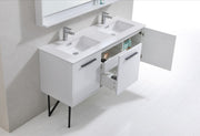 Kube Bath KB60DGW Bosco 60" High Gloss White Double Sink Bathroom Vanity with White Countertop - view 5
