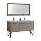 Kube Bath KB60DNW Bosco 60" Nature Wood Double Sink Bathroom Vanity with White Quartz Top