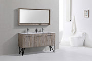 Kube Bath KB60DNW Bosco 60" Nature Wood Double Sink Bathroom Vanity with White Quartz Top - view 2