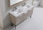 Kube Bath KB60DNW Bosco 60" Nature Wood Double Sink Bathroom Vanity with White Quartz Top - view 4