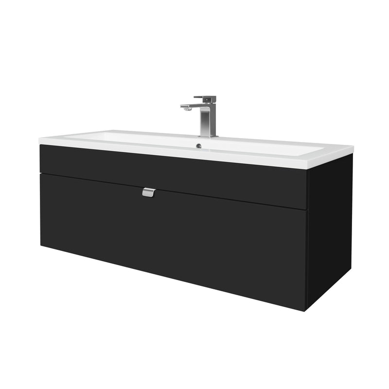 Cutler FV LF BLACK42 Loft 42" Wall Mount Single Sink Cultured Marble Top Bathroom Vanity - Black
