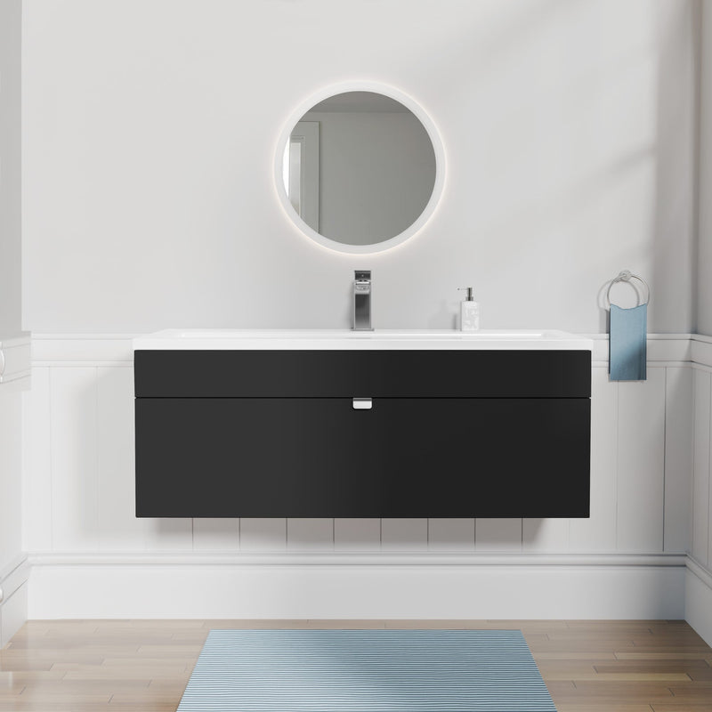 Cutler FV LF BLACK42 Loft 42" Wall Mount Single Sink Cultured Marble Top Bathroom Vanity - Black