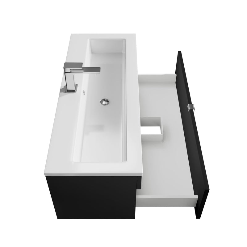 Cutler FV LF BLACK42 Loft 42" Wall Mount Single Sink Cultured Marble Top Bathroom Vanity - Black