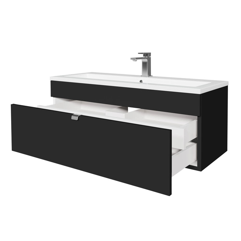 Cutler FV LF BLACK42 Loft 42" Wall Mount Single Sink Cultured Marble Top Bathroom Vanity - Black