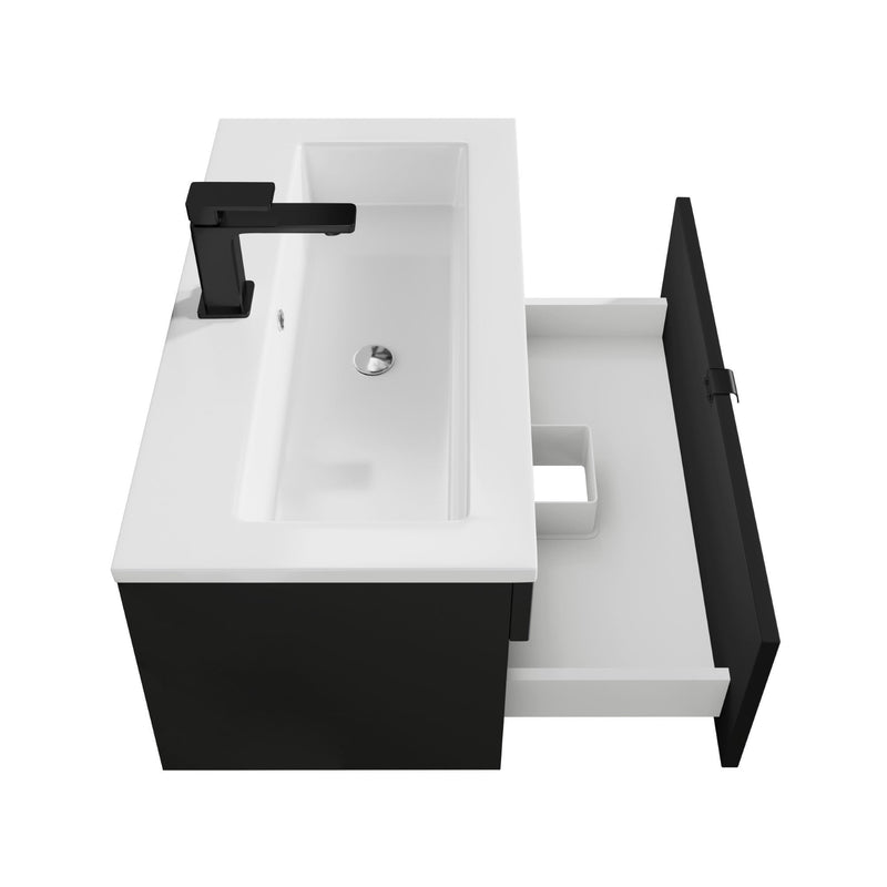 Cutler FV LF BLACK30 Loft 30" Wall Mount Single Sink Cultured Marble Top Bathroom Vanity - Black