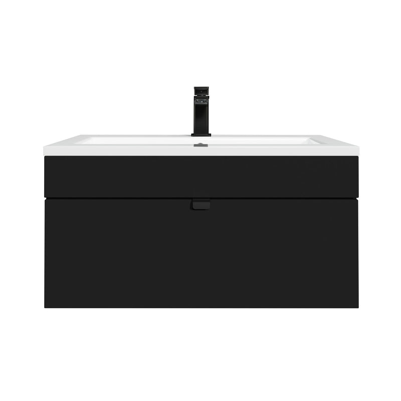 Cutler FV LF BLACK30 Loft 30" Wall Mount Single Sink Cultured Marble Top Bathroom Vanity - Black