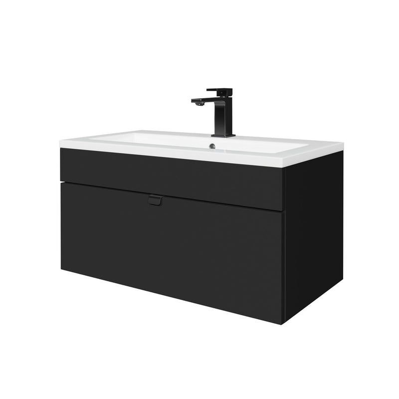 Cutler FV LF BLACK30 Loft 30" Wall Mount Single Sink Cultured Marble Top Bathroom Vanity - Black