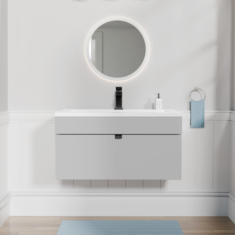 Cutler FV LF CGREY30 Loft 30" Wall Mount Single Sink Cultured Marble Top Bathroom Vanity - Canadian Grey