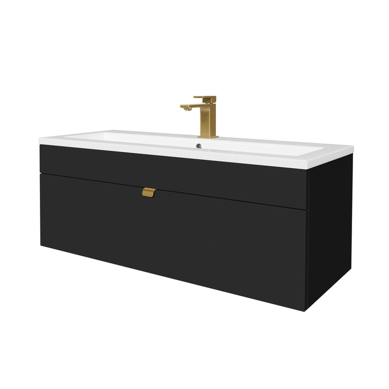 Cutler FV LF BLACK42 Loft 42" Wall Mount Single Sink Cultured Marble Top Bathroom Vanity - Black
