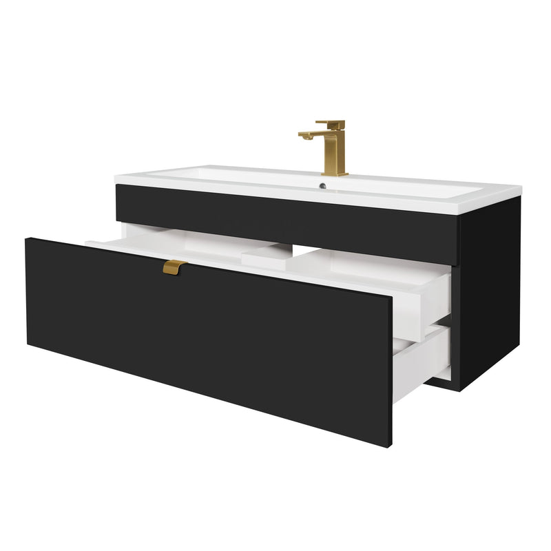 Cutler FV LF BLACK42 Loft 42" Wall Mount Single Sink Cultured Marble Top Bathroom Vanity - Black