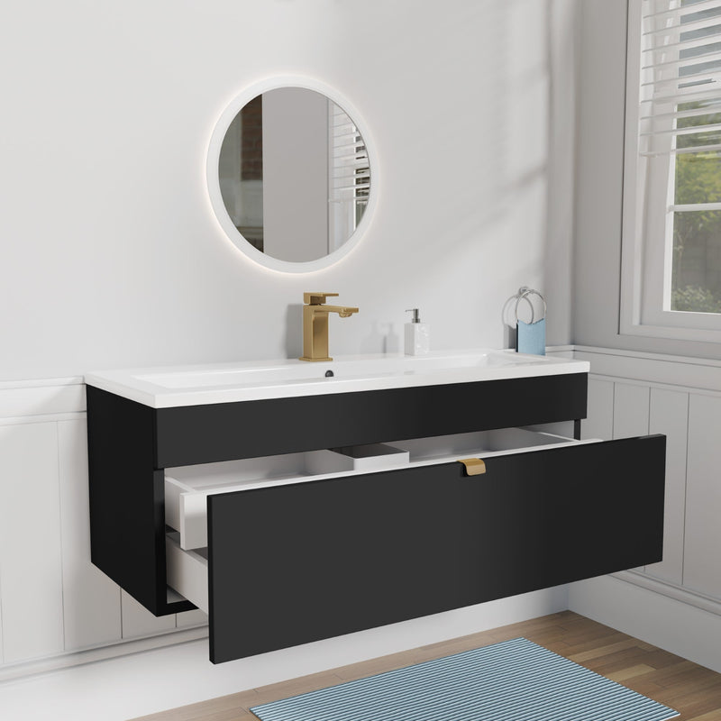 Cutler FV LF BLACK42 Loft 42" Wall Mount Single Sink Cultured Marble Top Bathroom Vanity - Black