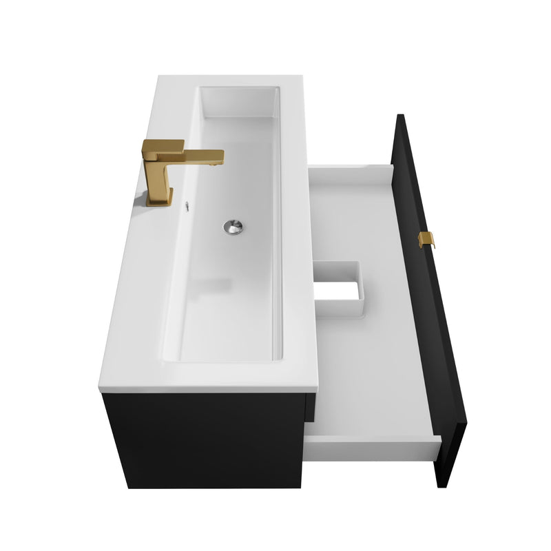 Cutler FV LF BLACK42 Loft 42" Wall Mount Single Sink Cultured Marble Top Bathroom Vanity - Black