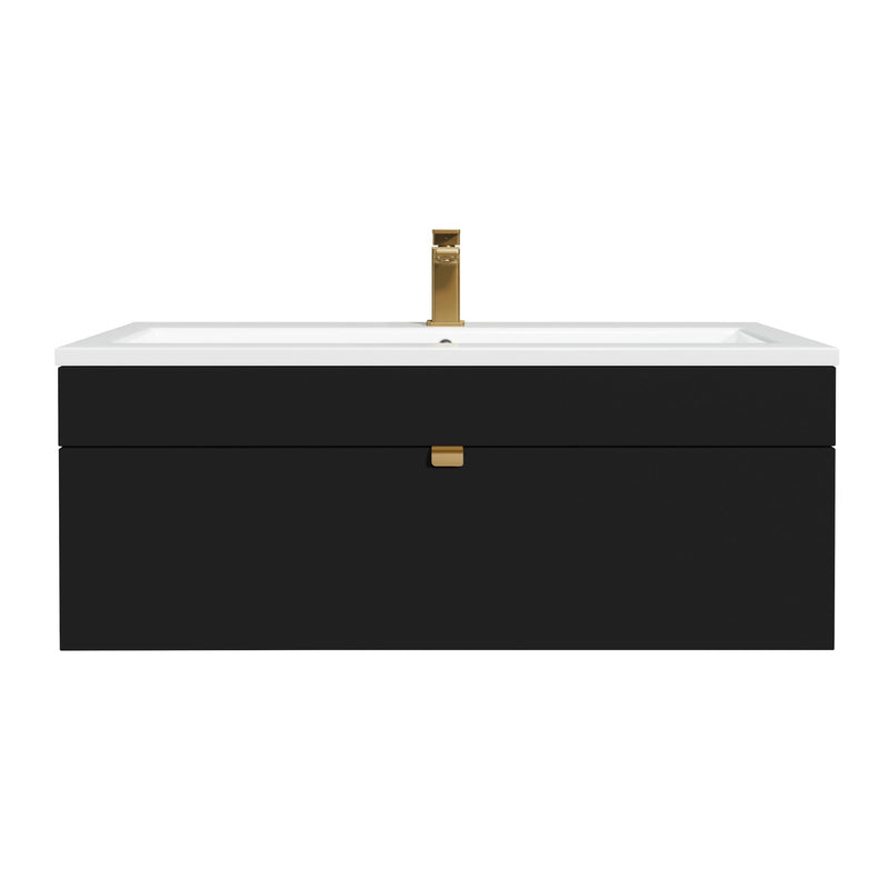 Cutler FV LF BLACK42 Loft 42" Wall Mount Single Sink Cultured Marble Top Bathroom Vanity - Black