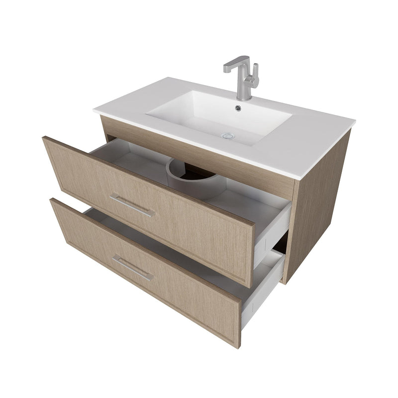 Cutler FV CAS FLAVIA36 Cassidy 36" Single Sink Wall Mount Cultured Marble Top Bathroom Vanity - Flavia