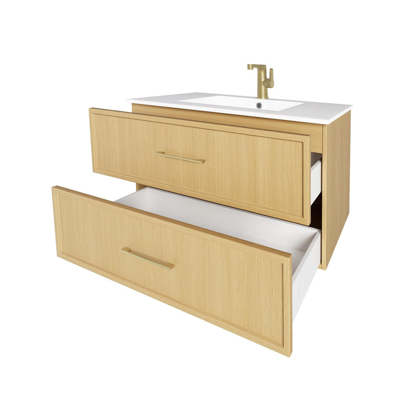 Cutler FV CAS NATURA36 Cassidy 36" Single Sink Wall Mount Cultured Marble Top Bathroom Vanity - Natura