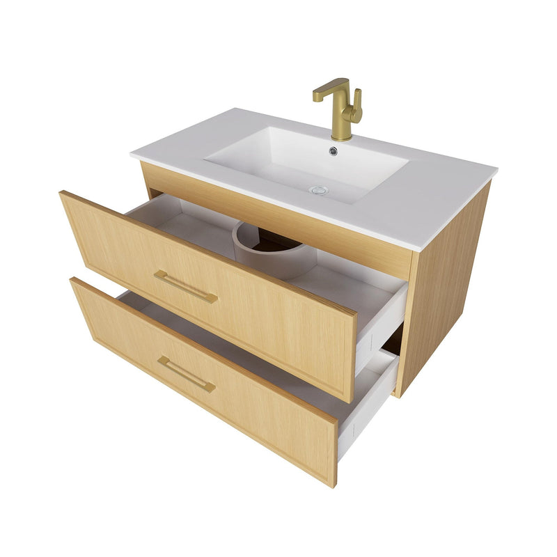 Cutler FV CAS NATURA36 Cassidy 36" Single Sink Wall Mount Cultured Marble Top Bathroom Vanity - Natura