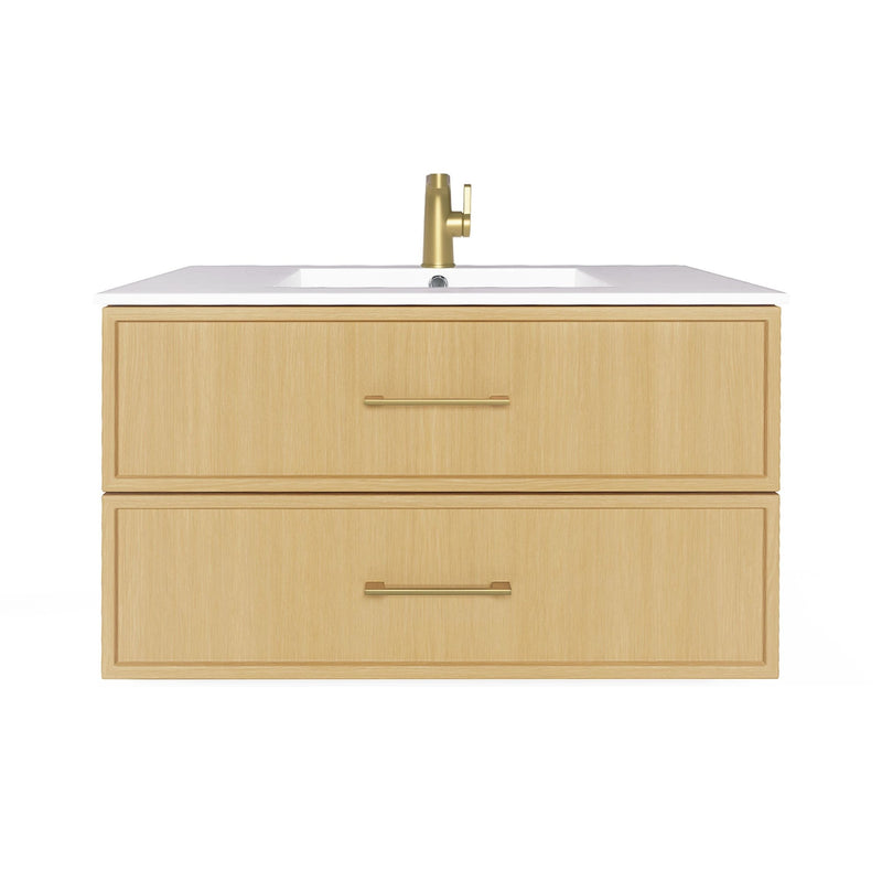 Cutler FV CAS NATURA36 Cassidy 36" Single Sink Wall Mount Cultured Marble Top Bathroom Vanity - Natura