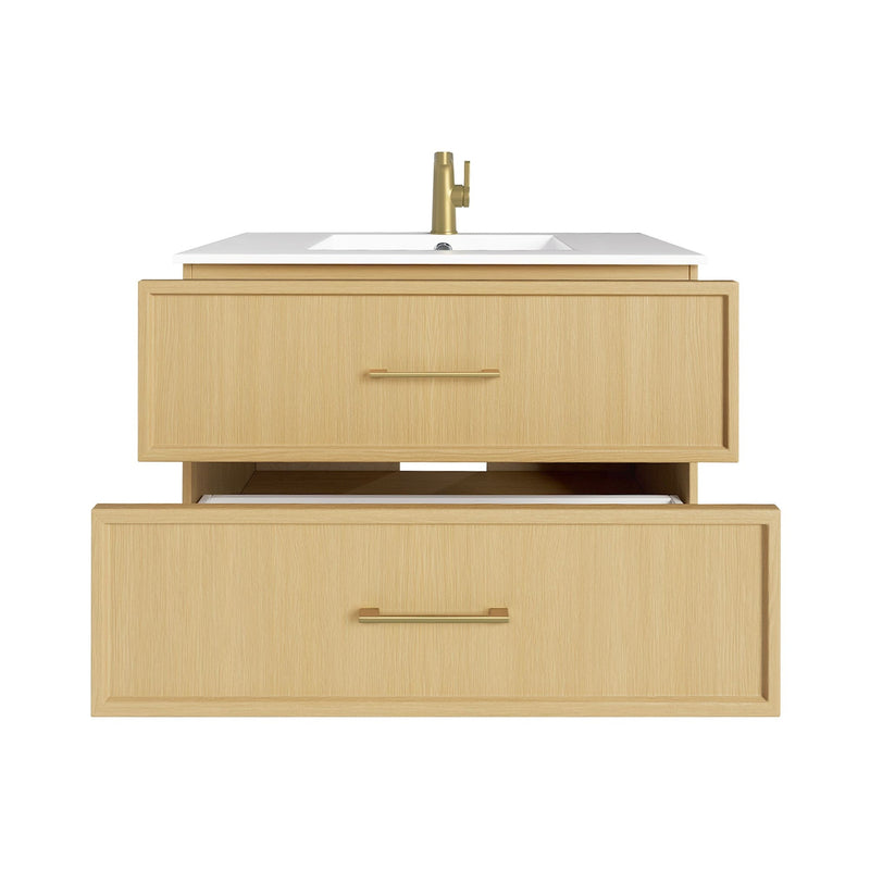 Cutler FV CAS NATURA36 Cassidy 36" Single Sink Wall Mount Cultured Marble Top Bathroom Vanity - Natura