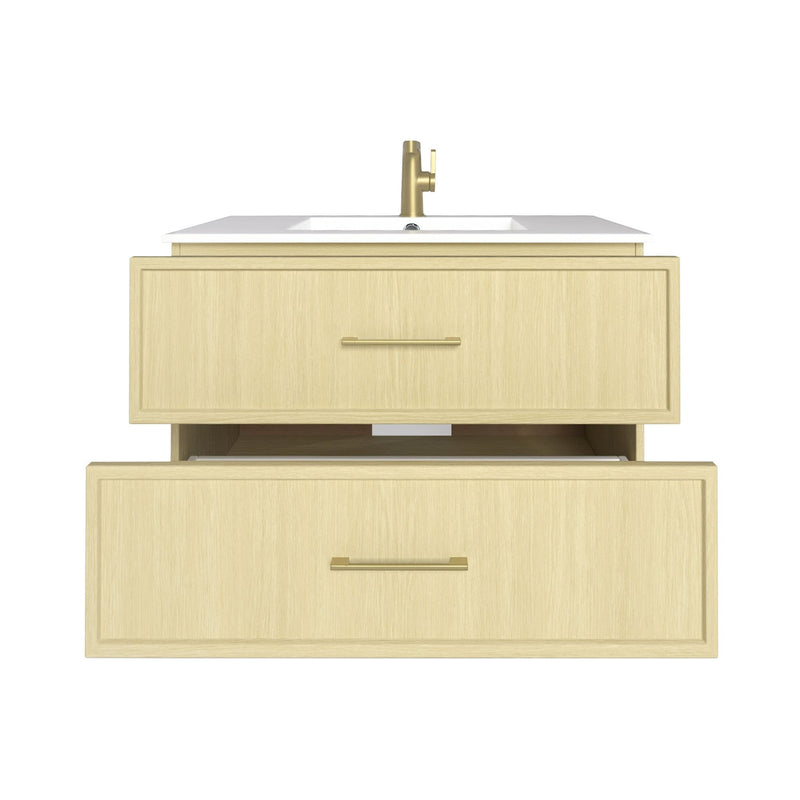 Cutler FV CAS LAGO36 Cassidy 36" Single Sink Wall Mount Cultured Marble Top Bathroom Vanity - Lago