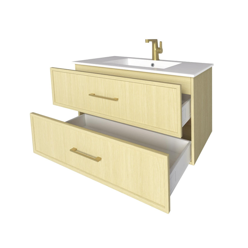 Cutler FV CAS LAGO36 Cassidy 36" Single Sink Wall Mount Cultured Marble Top Bathroom Vanity - Lago