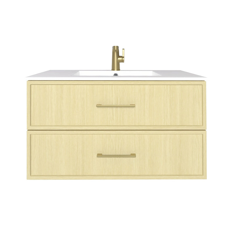 Cutler FV CAS LAGO36 Cassidy 36" Single Sink Wall Mount Cultured Marble Top Bathroom Vanity - Lago