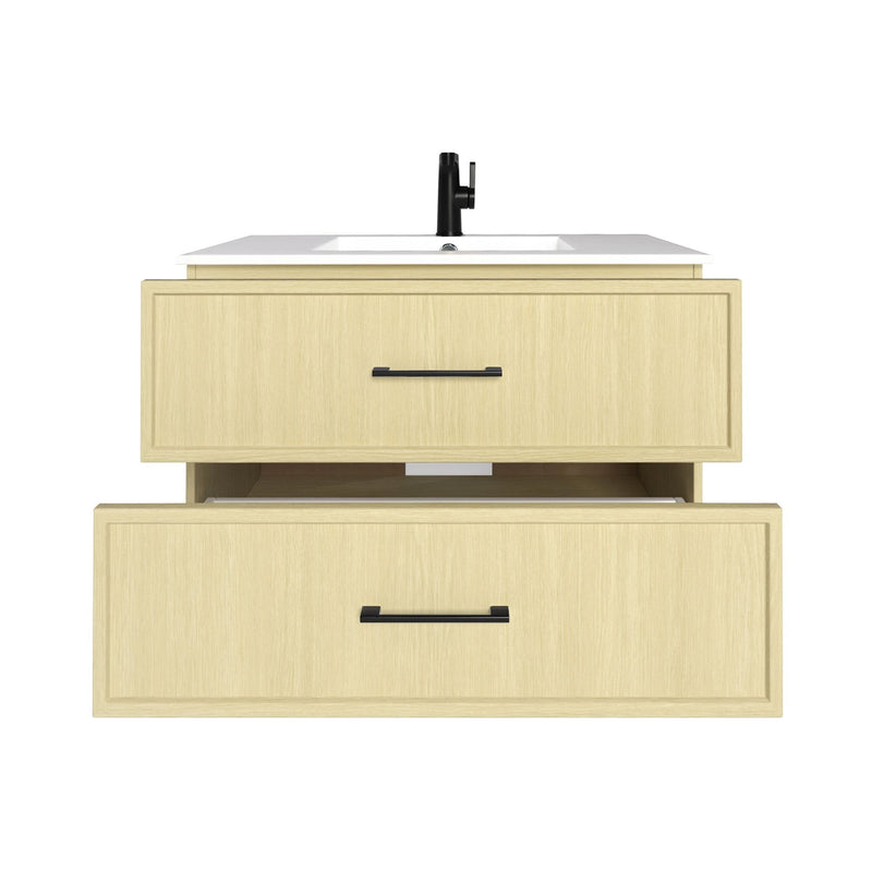 Cutler FV CAS LAGO36 Cassidy 36" Single Sink Wall Mount Cultured Marble Top Bathroom Vanity - Lago