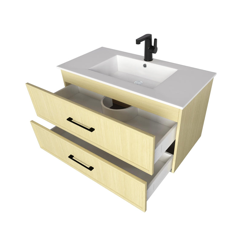 Cutler FV CAS LAGO36 Cassidy 36" Single Sink Wall Mount Cultured Marble Top Bathroom Vanity - Lago
