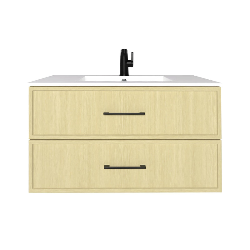 Cutler FV CAS LAGO36 Cassidy 36" Single Sink Wall Mount Cultured Marble Top Bathroom Vanity - Lago