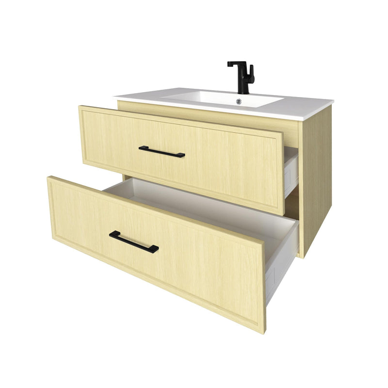 Cutler FV CAS LAGO36 Cassidy 36" Single Sink Wall Mount Cultured Marble Top Bathroom Vanity - Lago